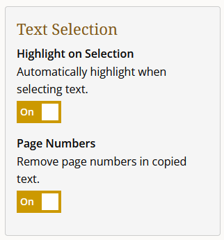 User settings page screenshot